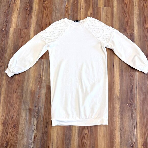 Express NWT Pearl Embellished Sweatshirt Dress Size Small - Picture 4 of 10